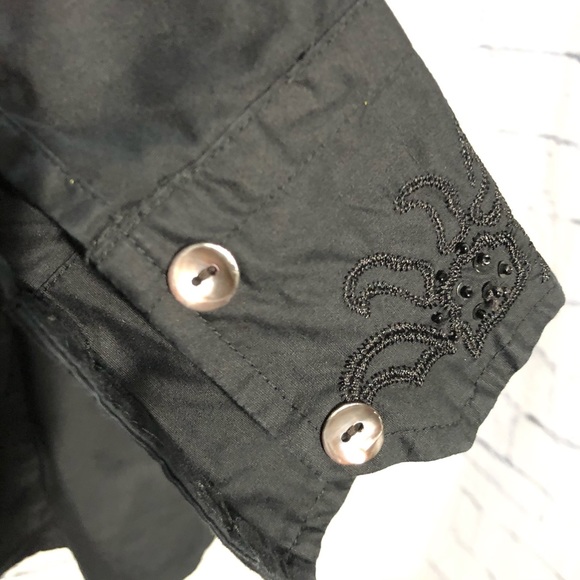 Chico’s Long Sleeve Button Down Black Blouse sz 3 - Picture 4 of 5